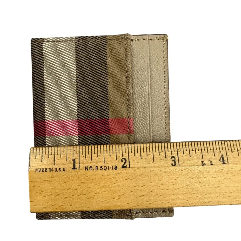 Burberry Haymarket Check Leather Card Holder Gold Beige New‎ Unisex